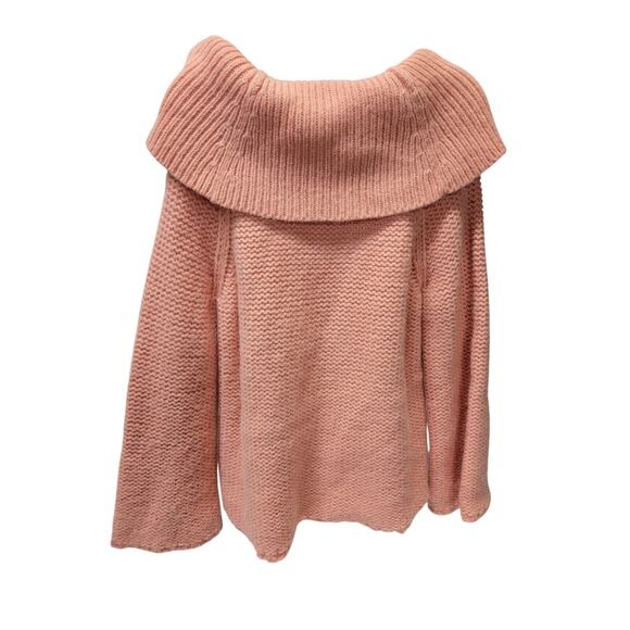 Michael Kors Womans XL Sweater Peach Alpaca Blend Cowl Neck Cable Knit Detail - Picture 3 of 3